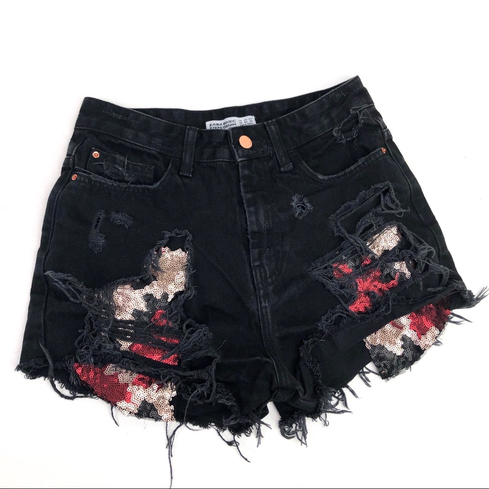 SOLD Zara Ultra High Rise Destroyed Cutoffs - Picture 1 of 8